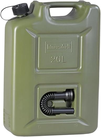 hünersdorff 802010 Kraftstoff-Kanister Profi 20L für Benzin, Diesel und andere Gefahrgüter, UN-Zulassung, Made in Germany, TÜV-geprüfte Produktion, oliv