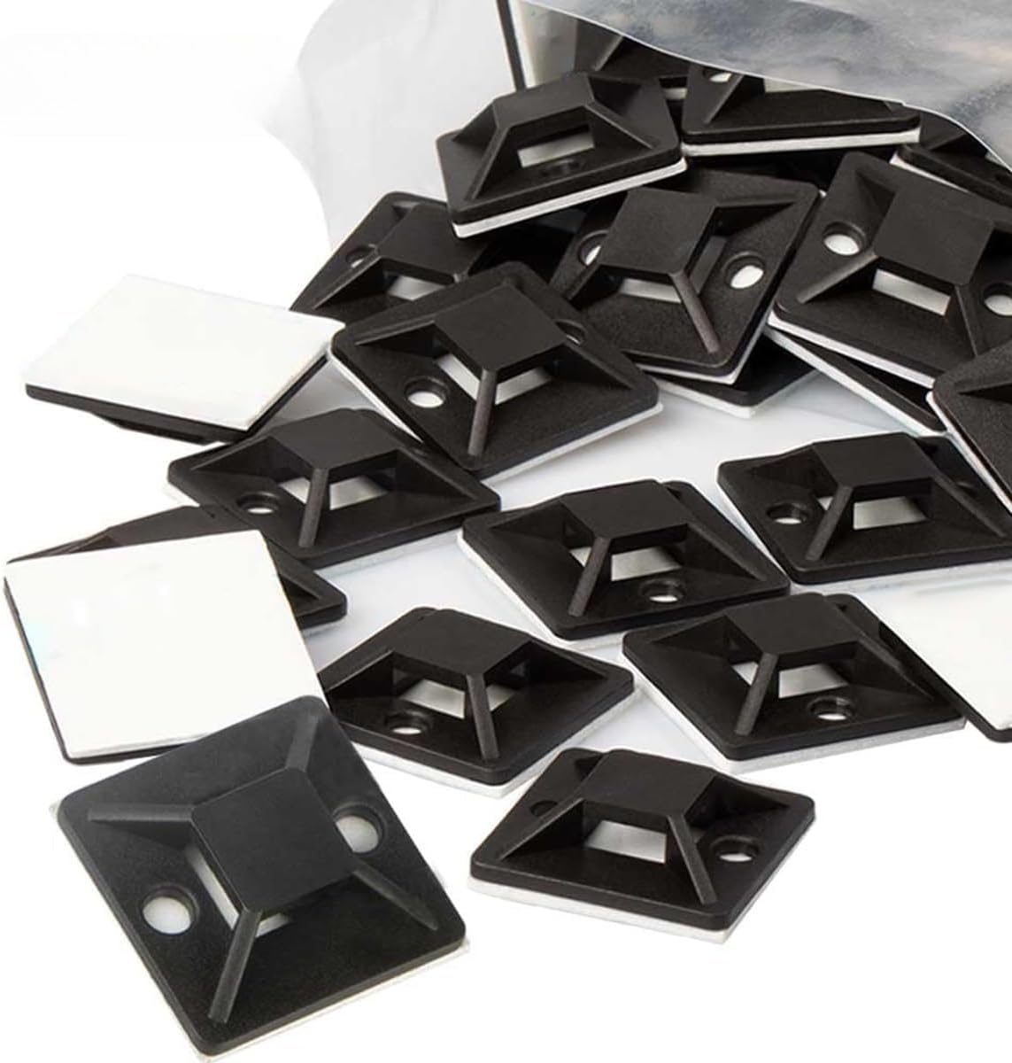 Zip Tie Mounts - Small Cable Tie Adhesive Mount，100 pcs Wires Zip Tie Adhesive-backed anchors perfect for Pedal Board Cable Management Indoor