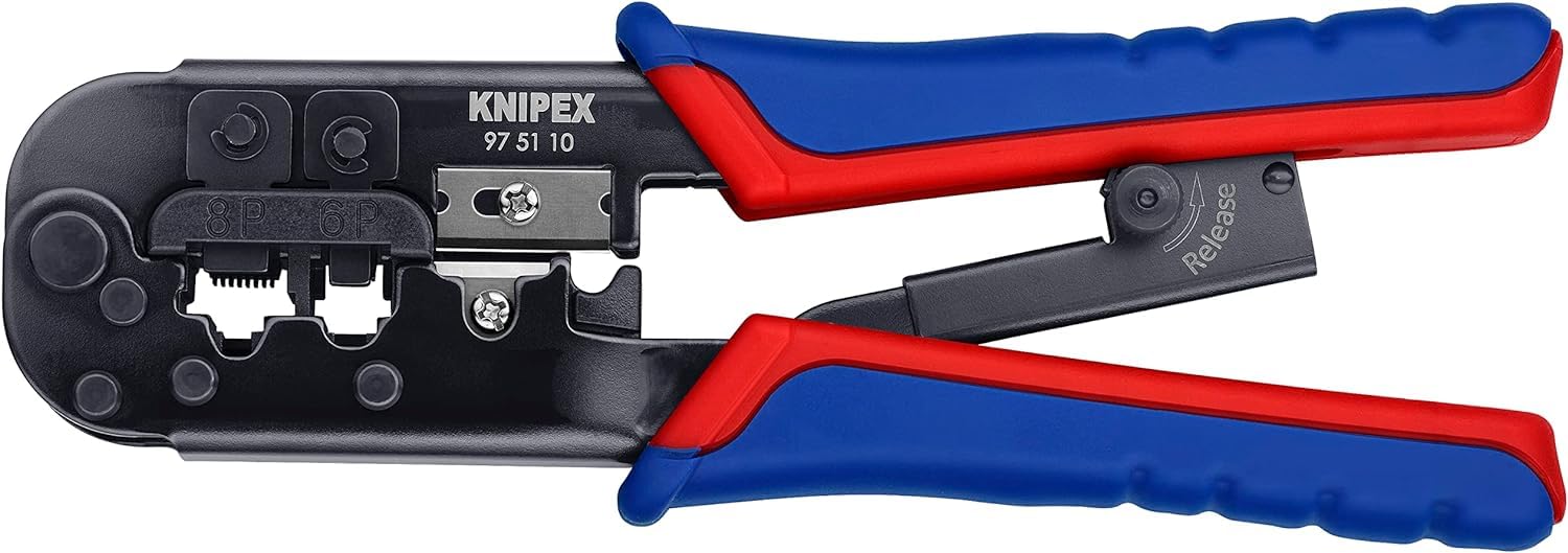 Knipex Pince à sertir pour fiches Western brunie, avec gaines bi-matière 190 mm (carte LS/blister) 97 51 10 SB
