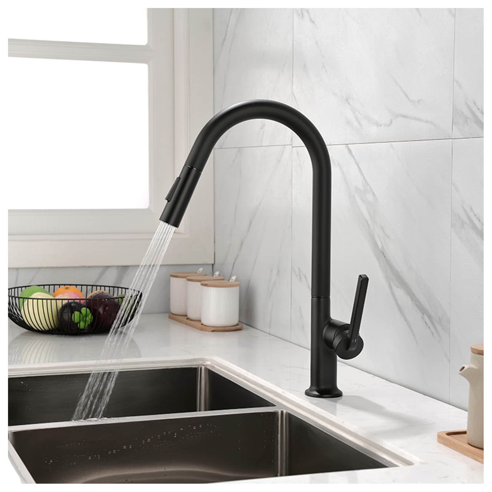 COSZWQDP Kitchen Sink Faucet Faucets With Pull Down Sprayer Dual Function For High Arc Single