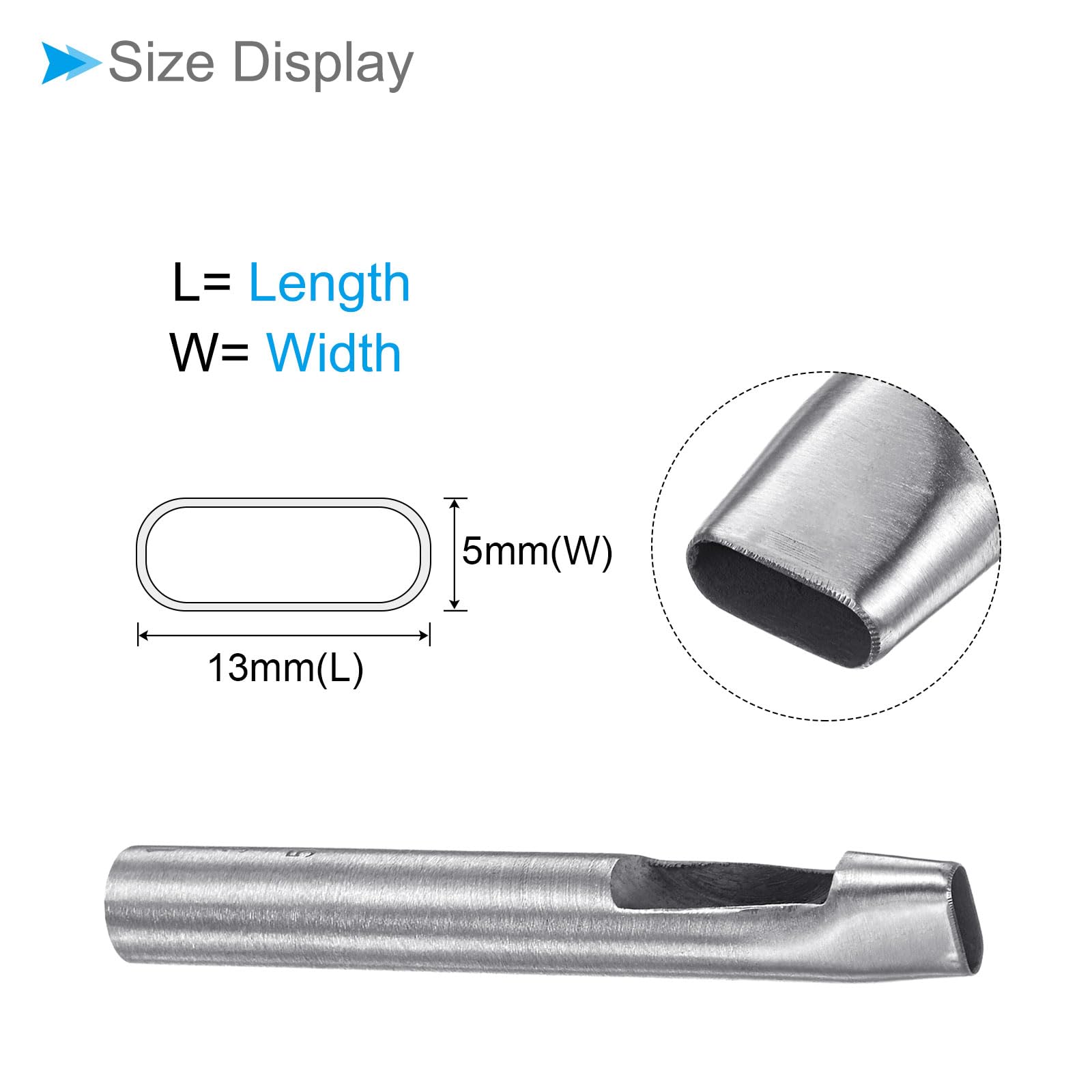 CoCud Hollow Punch, 5mm x 13mm Hole, 45# Steel Oval Shaped Gasket Tool - (Applications: for Leather DIY Leathercraft Wallet) - Image 2