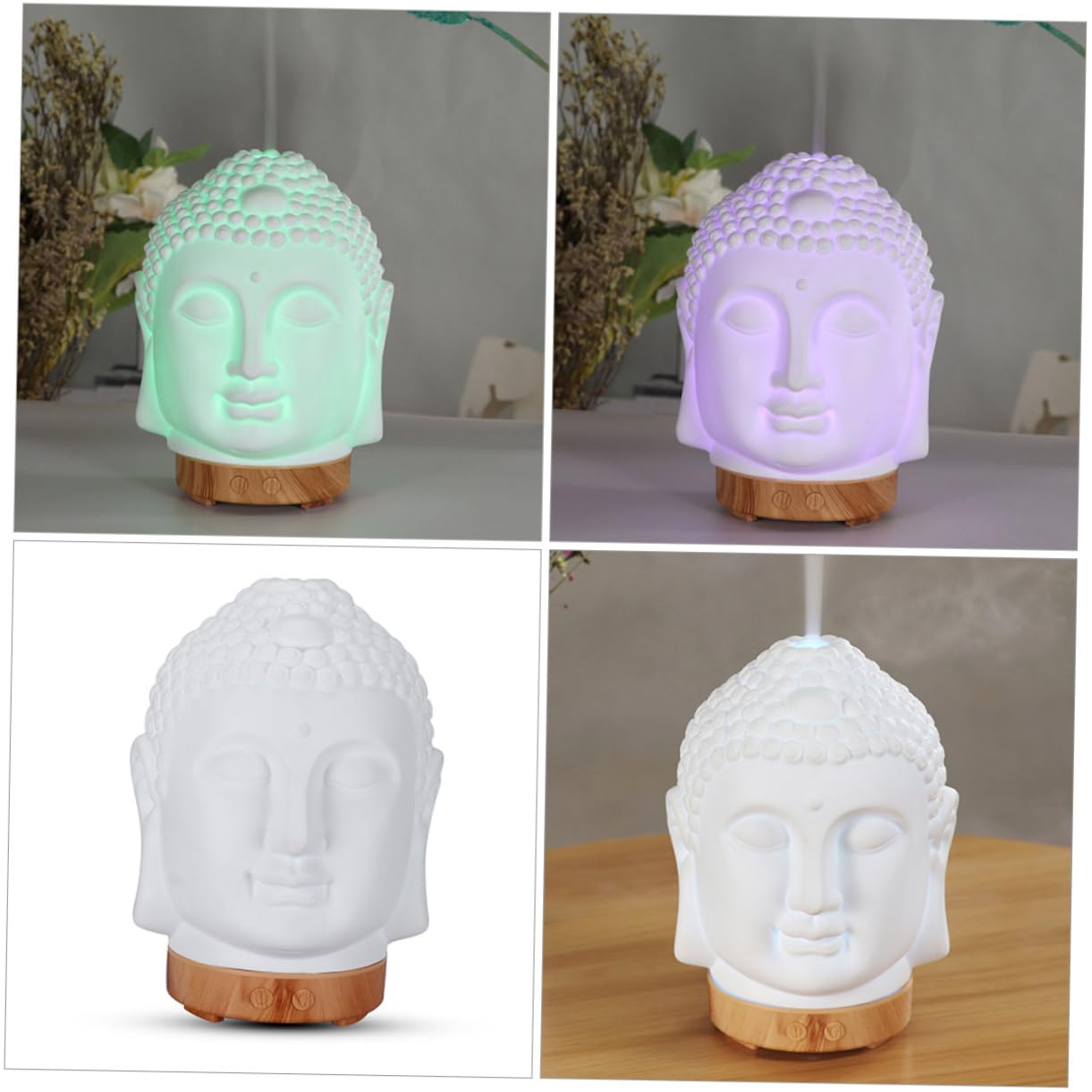 Aromadiffusor 1 Stück aus Keramik Buddha Kopf Weiß | Luftbefeuchter für Hotel und Schlafzimmer, unter 1l Fassungsvermögen, Tragbar und Befeuchtend