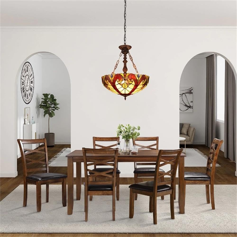 Pemberly Row Modern 2-Light Glass Ceiling Pendant, Multi-Color Stained Art Glass Shade, Dark Bronze Base, 18 in Wide, Handcrafted Design with 264 Glass Pieces, Indoor Lighting for Foyer or Dining Room