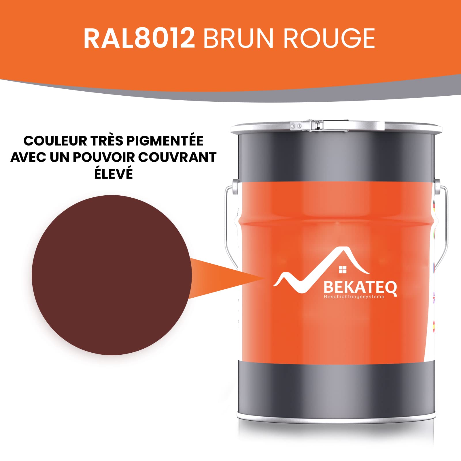 BEKATEQ LS-470 Peinture pour béton Brun rouge 5L I Peinture sol pour extérieur et intérieur I Vernis du béton et revêtement de sol résistant à l'abrasion pour atelier, cave, piscine, industrie
