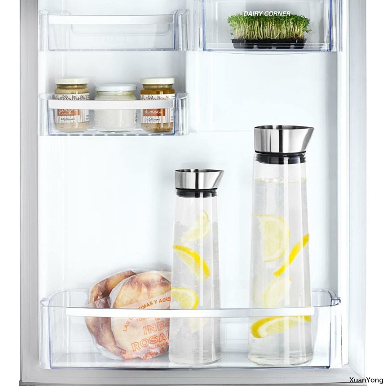 Cruche Pichet de l'eau créative avec couvercle hautes pichet en verre de borosilicate épaissie Théière à la chaleur épaissie for le jus, le lait, les boissons chaudes et froides Cruche a Eau (Size :