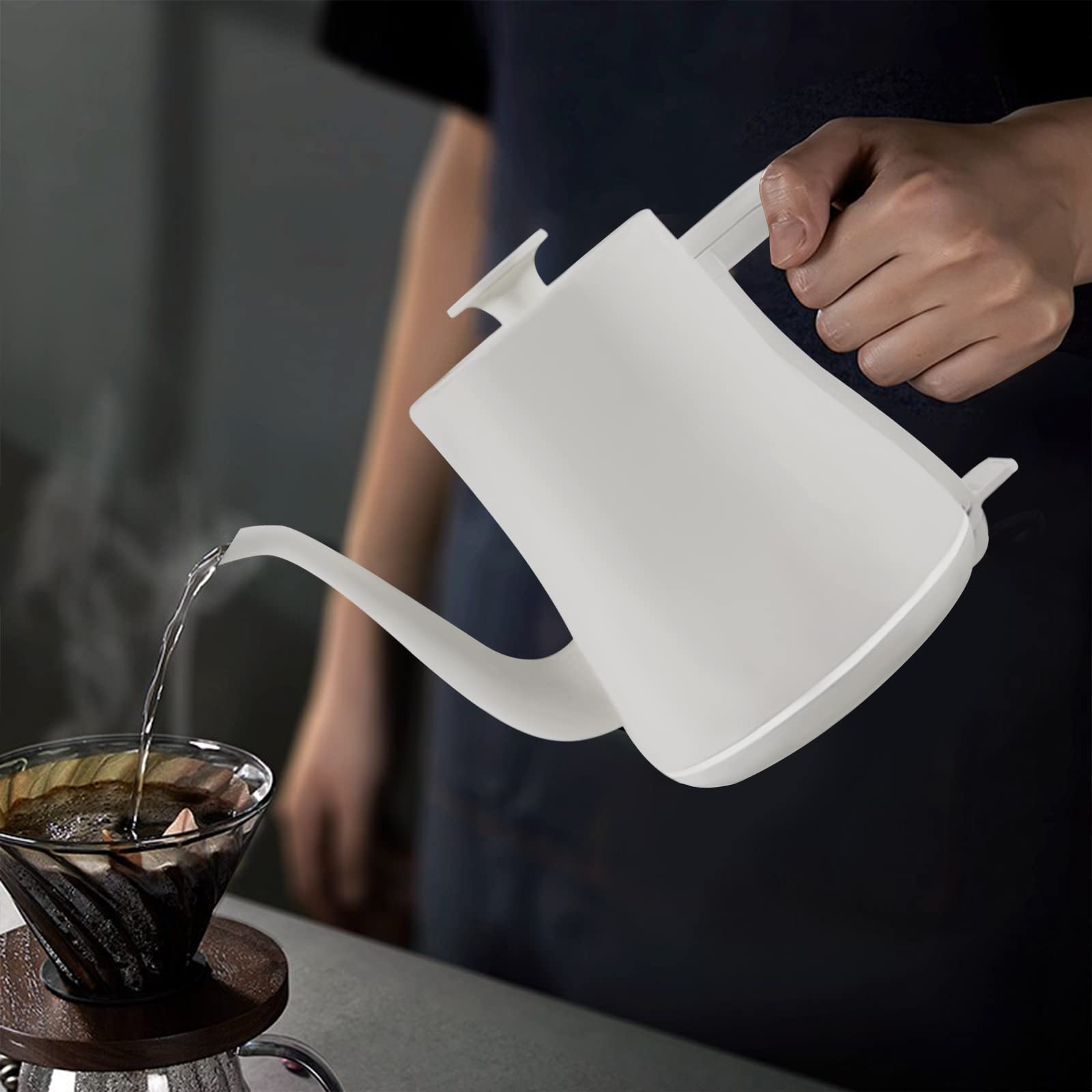 Hervidor Eléctrico Café Contemporáneo, Té Hervidor Eléctrico Hervidor Deua Hervido Silencioso, Apagado Automático 3.5 Minutos de Calefacción, Café, Tat/White