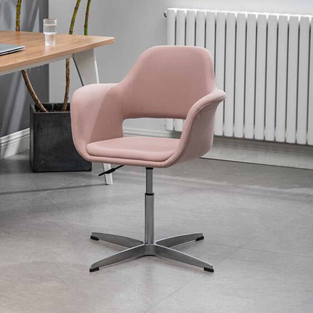METTEOR High Back Office Chair with Adjustable Armrests Swivel Base No Wheels - Slish & table for Home/Conference Use t Cuter Desk Chair (Rosa)