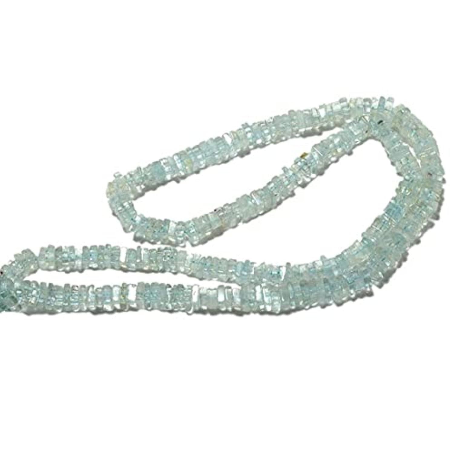 Apatite bleue naturelle heishi carrée de 5mm, rangée de perles en pierre de 8 pouces