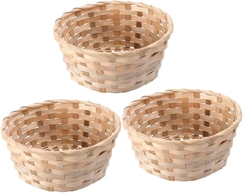 UPKOCH Cesta de bambú de 3 piezas para huevos, mini cesta de huevos artesanales, cestas de almacenamiento decorativas para aperitivos, cesta de
