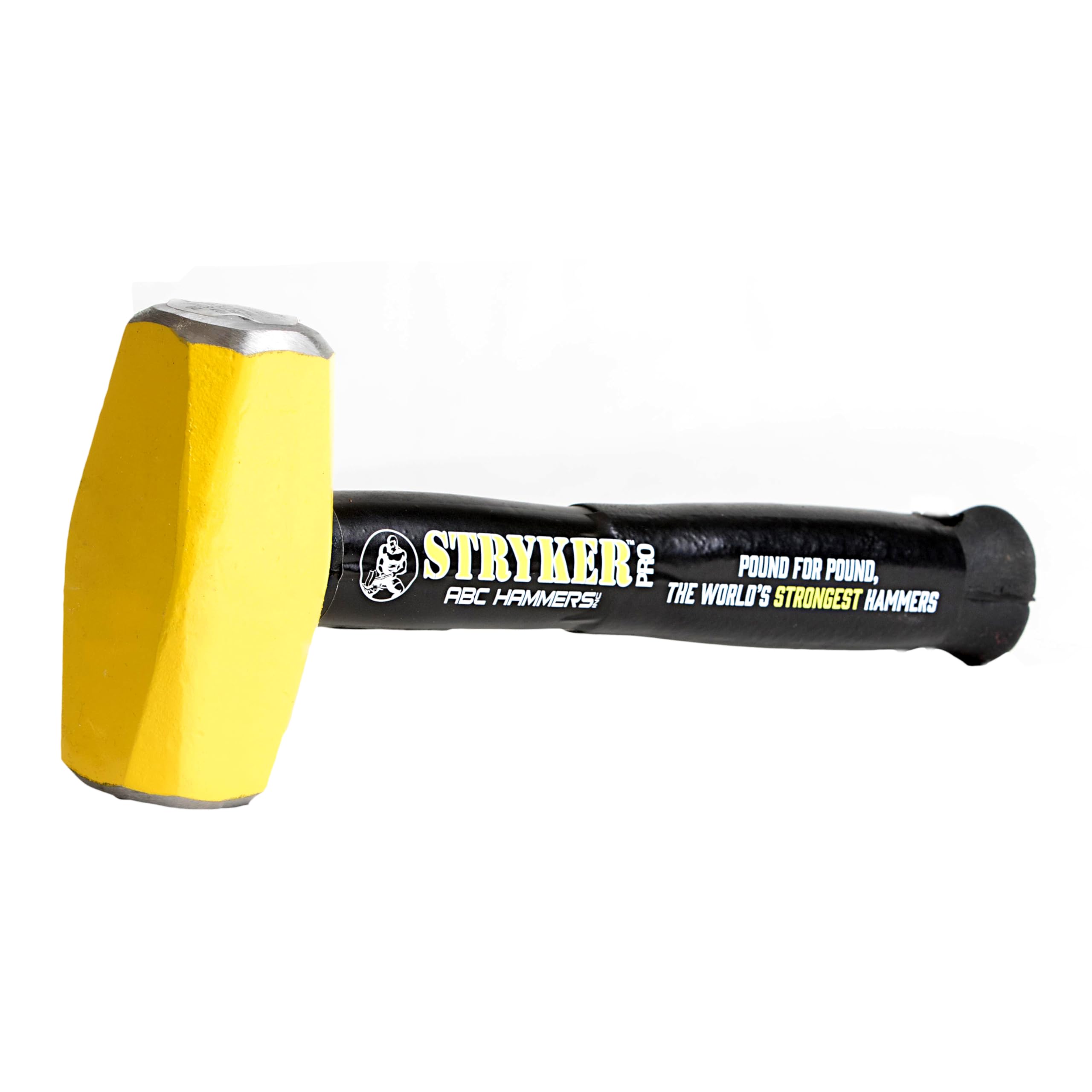 ABC HAMMERS Hand Sledge Hammer - 4 lb. Stryker Hammer with Drop Forged Steel Head & 12" Steel Reinforced Rubber Handle - PRO412S