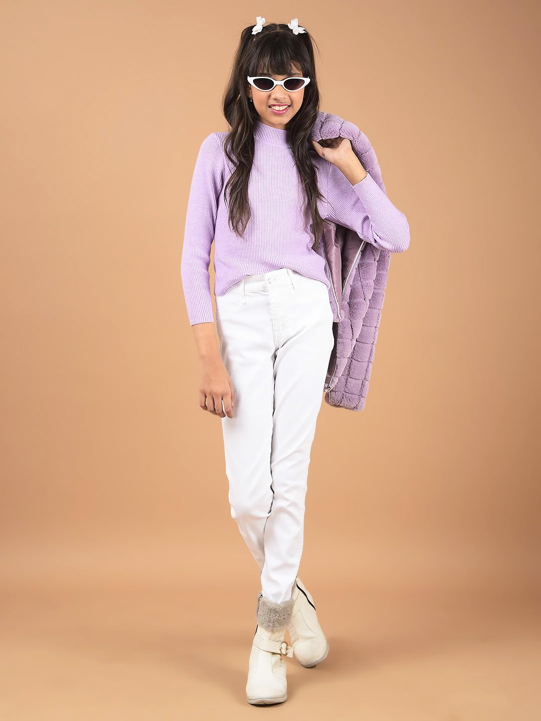 Crimsoune Club Girl's Purple High Neck Sweater (5-6Y) 4