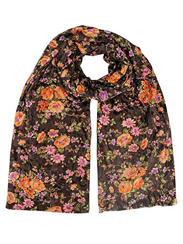 Luxury Divas Vintage Floral Print Velvet Winter Scarf