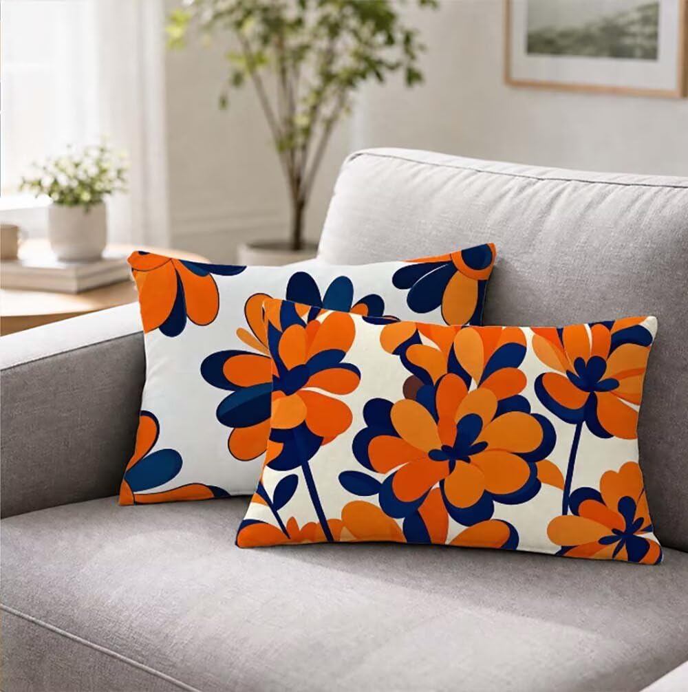 Zestaw 2 poszewek na poduszki w kwiaty prostokątne 40 x 70 cm F-3472