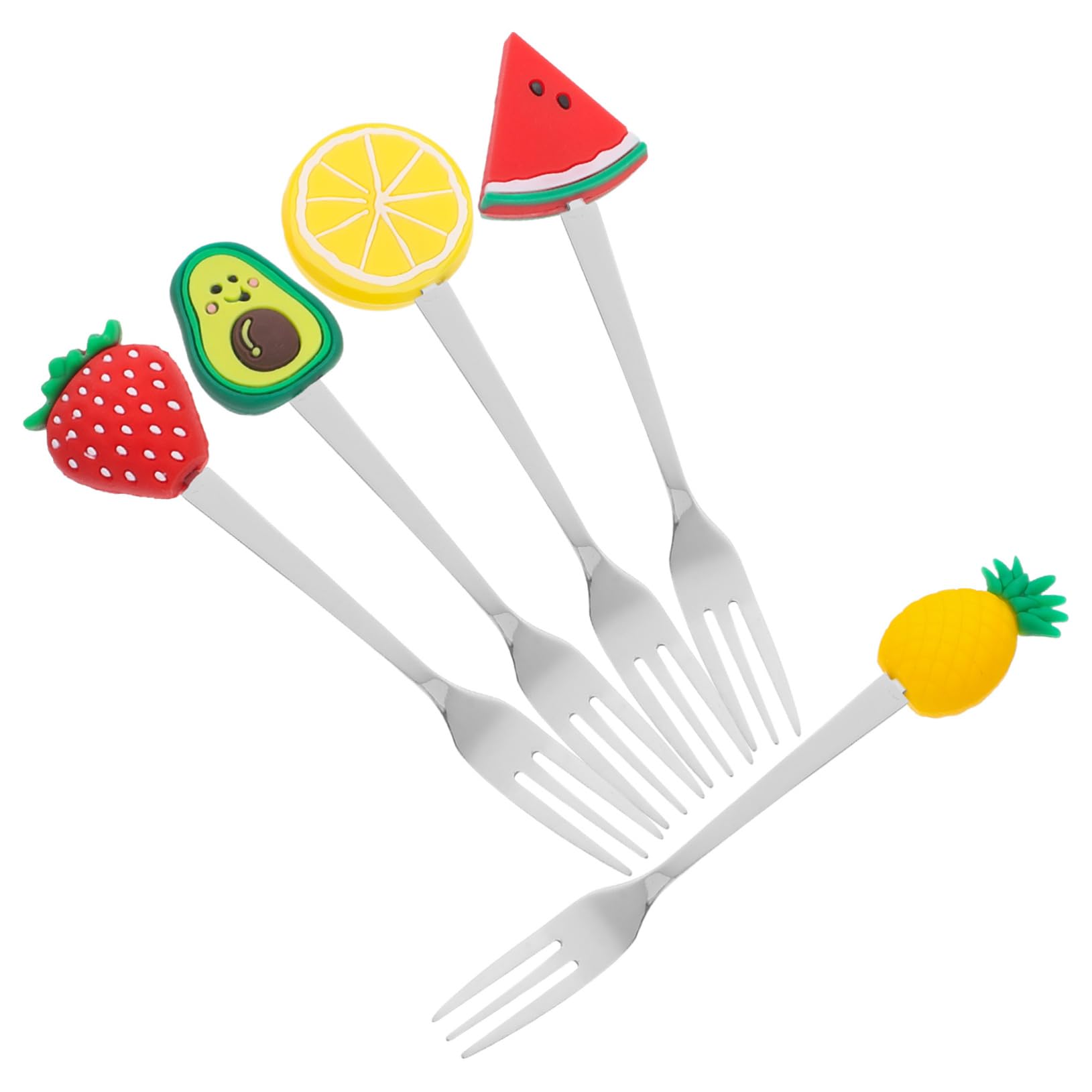 BRIGHTFUFU 5pcs Cartoon Fruit Fork Party Pastry Forks Cocktail Picks Mini Forks for Appetizers Tiny Forks for Appetizers Mini Fruit Forks Party Cake Decors Party Fruit Picks Dessert Picks Pvc