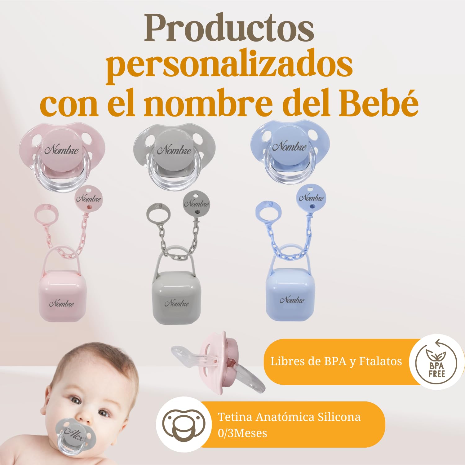 Cesta Regalo Bebé Personalizada Happy Ovejita Deluxe con Peluche, Manta Suave, Set de Higiene, Gasa Bordada, Chupete con Nombre, Cadena, Guardachupete y Marco (Ovejita Azul)