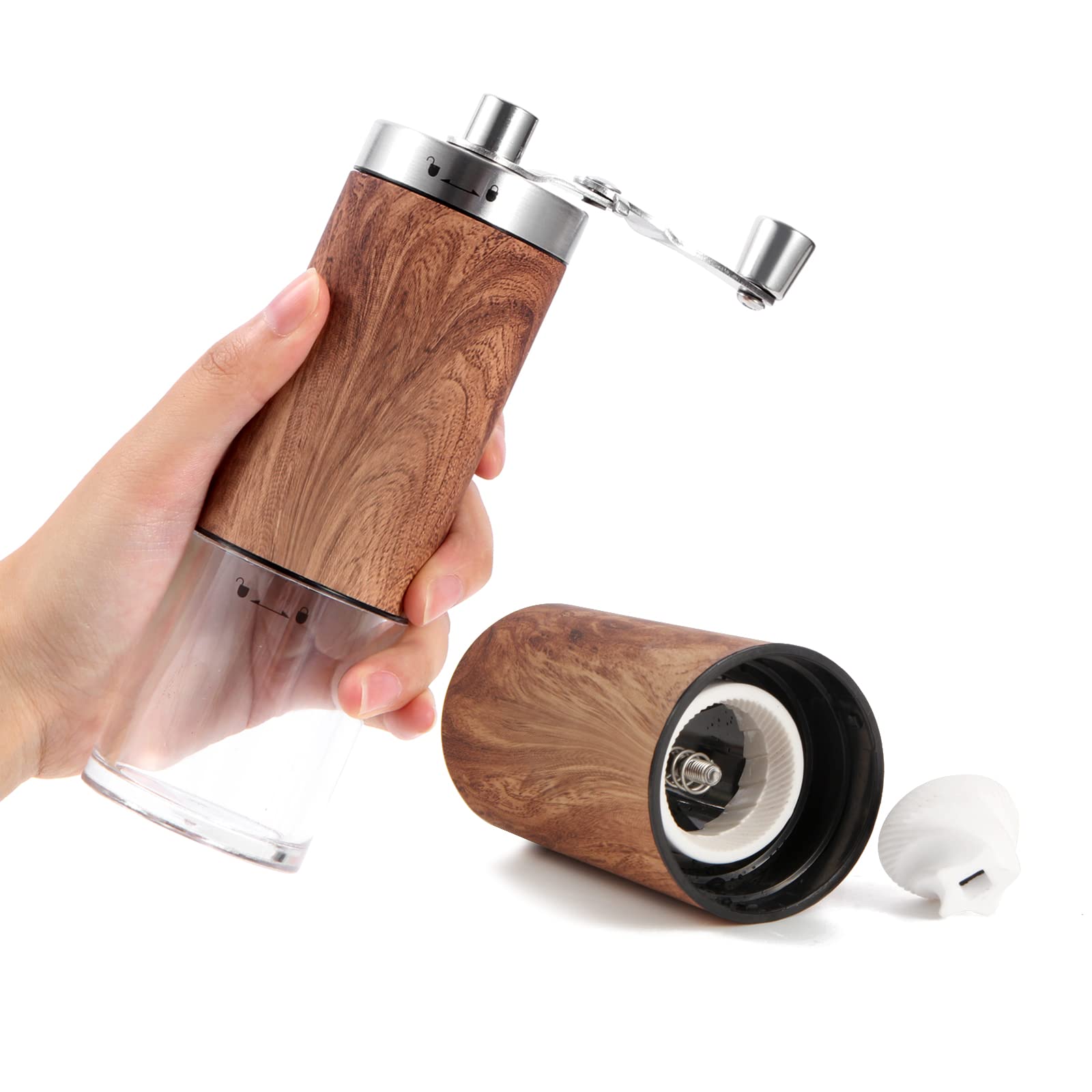 Manual Coffee Grinder With Adjustable Settings, Wood Grain Hand, Faster Grinding Efficiency for Espresso to French Press Premium Coffee Gadgets are an Excellent Coffee Lover Gift
