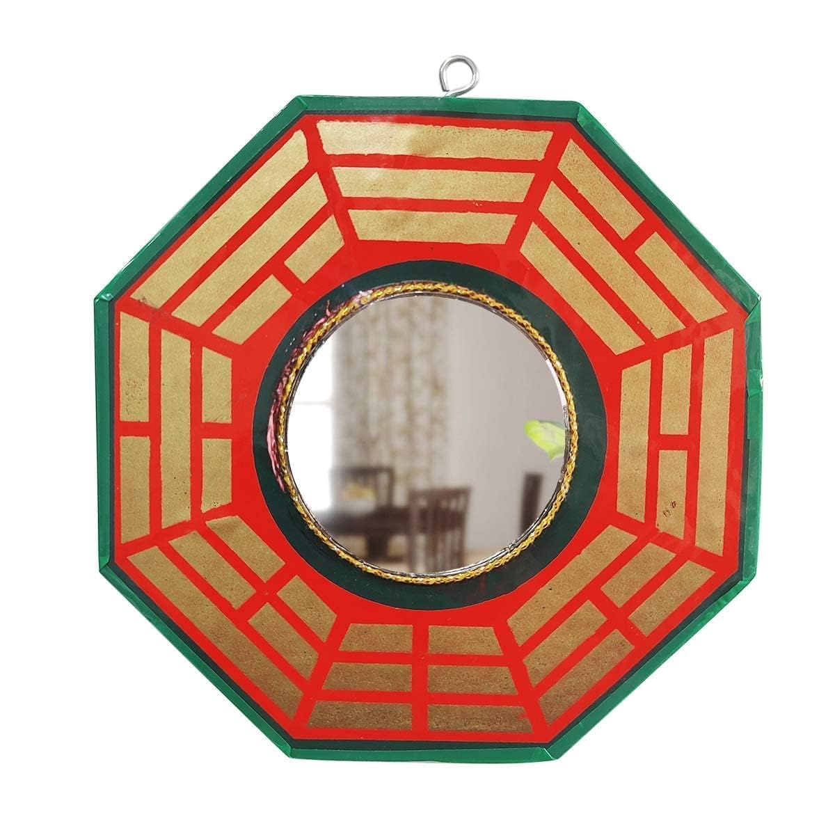 Wood Acupressure Bagua Octagonal Mirror for Vastu & Feng Shui | Convex Bagua Mirror Wall & Door Hanging for Home, Office & Entrance Décor | 5 Inch | Multicolor (Referred By Vastu Expert)-image-11