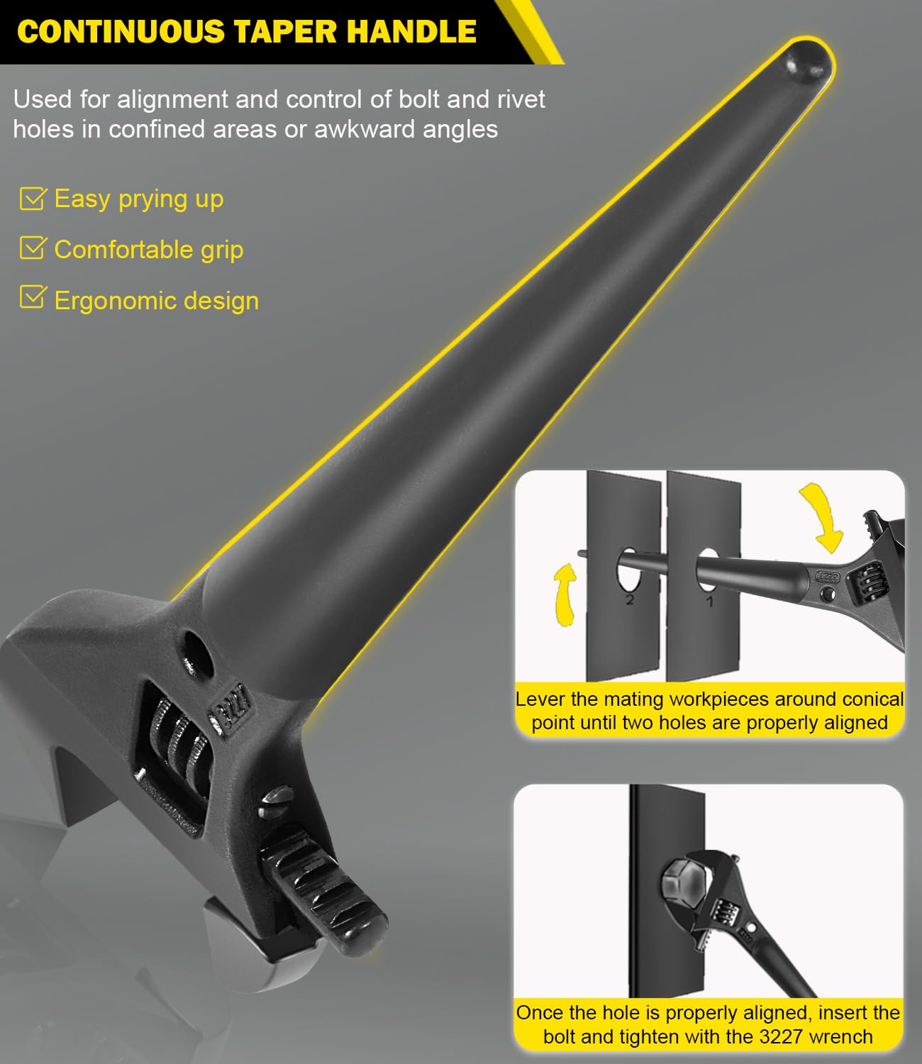 3277 Llave ajustable extra ancha, llave de espiga con agujero de sujeción para tuercas y pernos de hasta 1-7/16 pulgadas, 10 pulgadas
