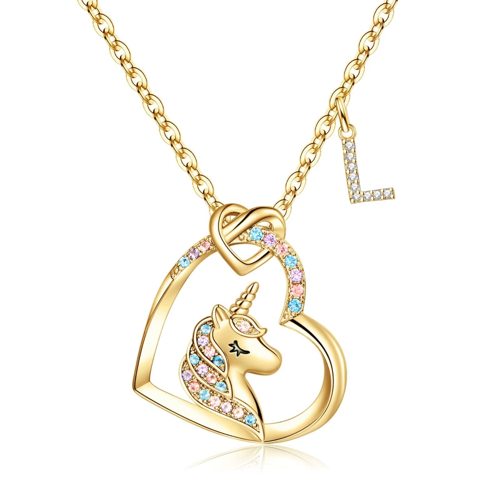 STORUPUnicorn Neckalce for Women Jewelry Gifts - Unicorn Heart Initial Necklaces for Women Unicorns Necklace for Women Jewelry Gifts Birthday Gifts for Women Christmas Gifts Unicorns Gifts