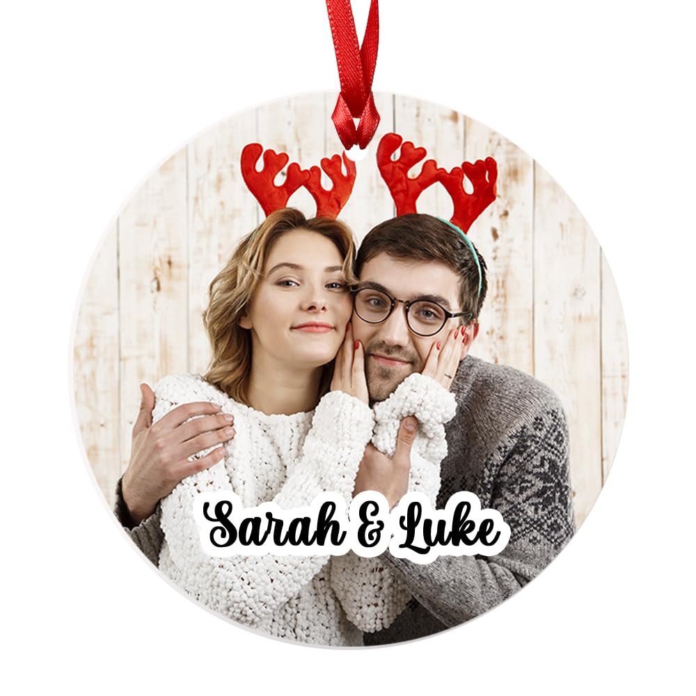 Fuzzy Cactus Personalised Photo Couple Best Friends Friend Boyfriend Girlfriend Family Customised Text Christmas Tree Bauble Decoration Hanging Ornament