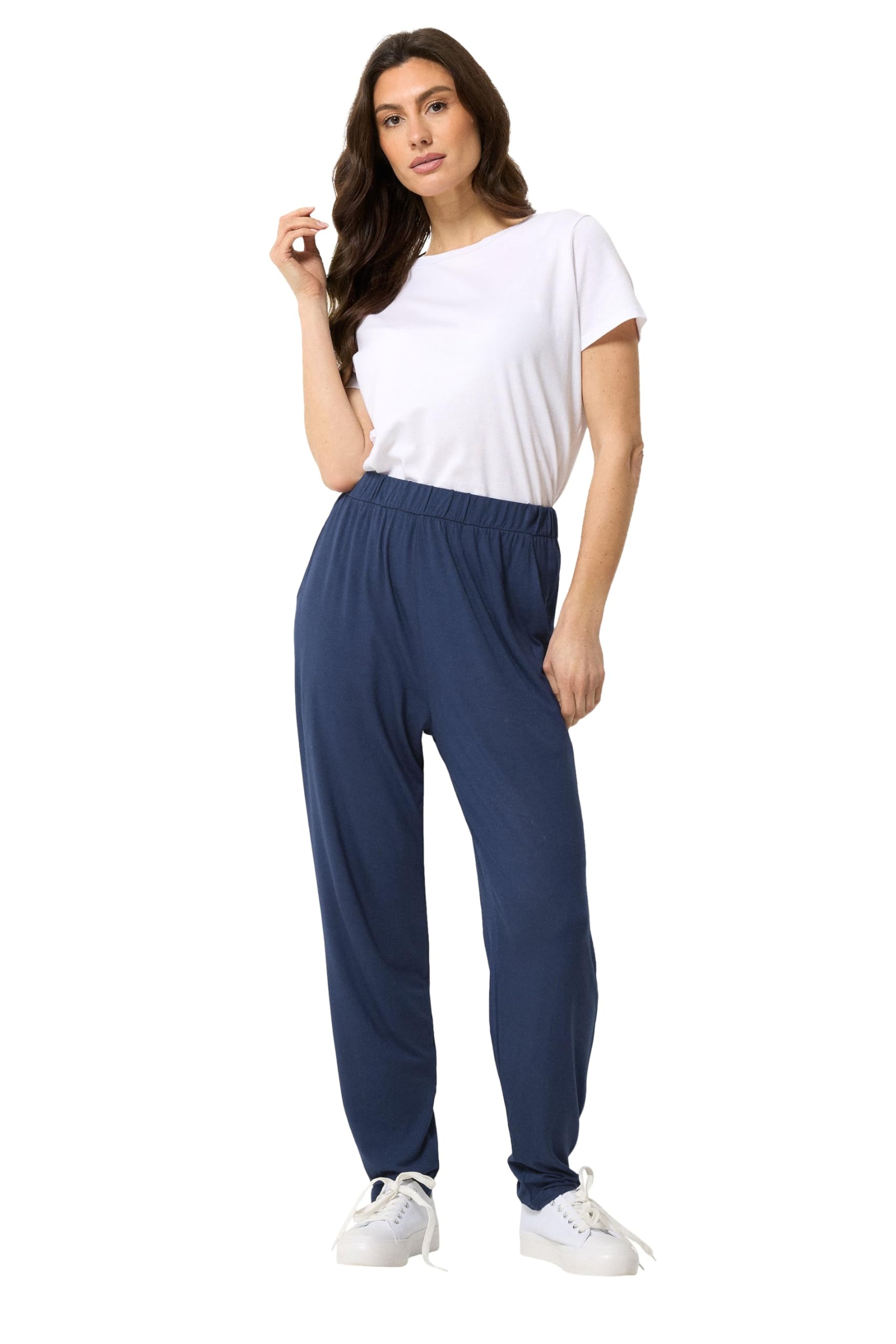 M&Co Women's Mid Navy Hareem Trousers In | Size: 16L