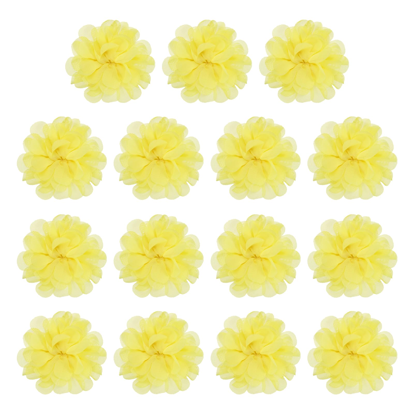 YELARXI Chiffon Flowers, Sewing Fabric Appliques, Chiffon Flowers Appliques - Fitting for (Women/DIY Crafts/Headbands/Hair Accessory/Wedding/Party/Corsage) 2 Inch & 15 Pack & Light Yellow — image 1