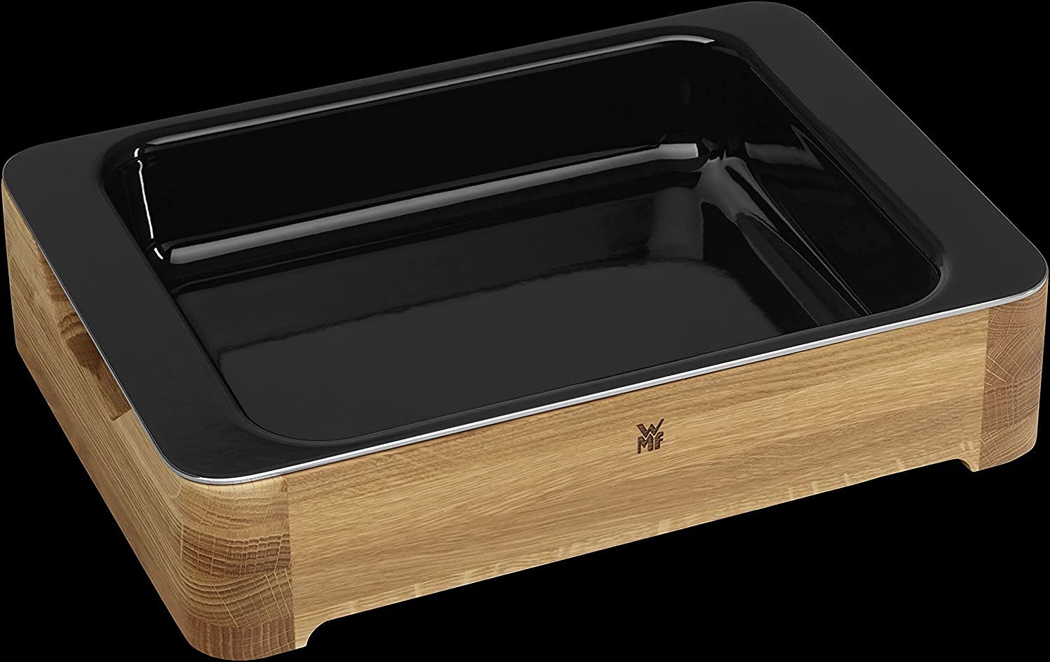 WMF Fusiontec Lasagne Auflaufform groß 36 x 26 x 8 cm, High-Tech Keramik, Holz-Servierrahmen, für Herd, Grill, Backofen, hitzebeständig bis 450°C