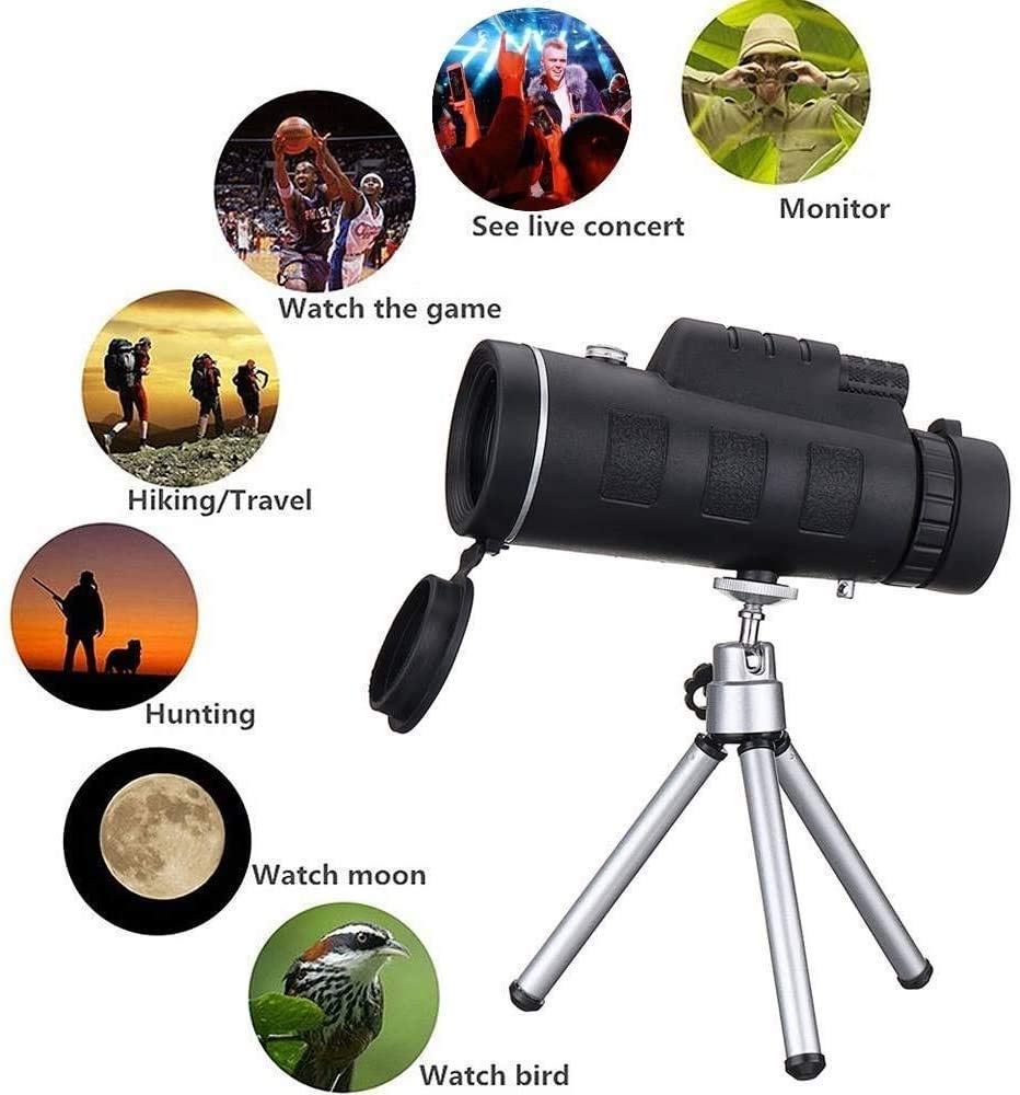 Monokular-Teleskop, 12 x 50, leistungsstarkes BAK4-Prisma, FMC-Beschichtung, Smartphone-Stativhalterungsadapter, perfekt für Vogelbeobachtung, Wandern, Konzerte, Wildtie