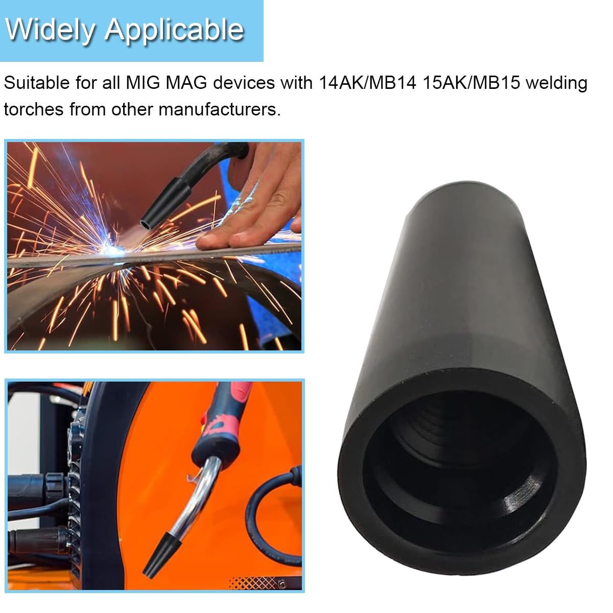 14AK 15AK Flux Core Kit ugelli senza gas, punta di contatto per saldatura MIG 0,9 mm 0,035 '' M6, per torce di saldatura per accessori per saldatori MIG MAG 15AK 14AK MB15 (14 pezzi)