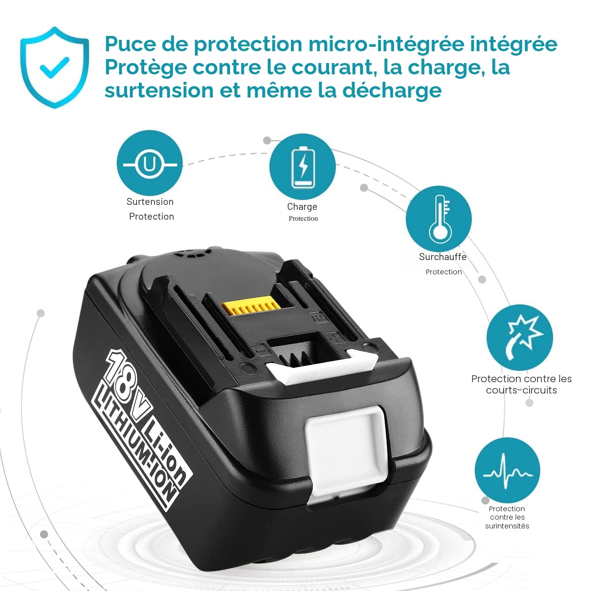 Lot de 4 Batteries de Rechange pour Makita 18V 5,0Ah Li-ION | Compatible BL1860B BL1860 BL1850 BL1850B BL1840B BL1840 BL1830B LXT-400 194204-5 194205-3