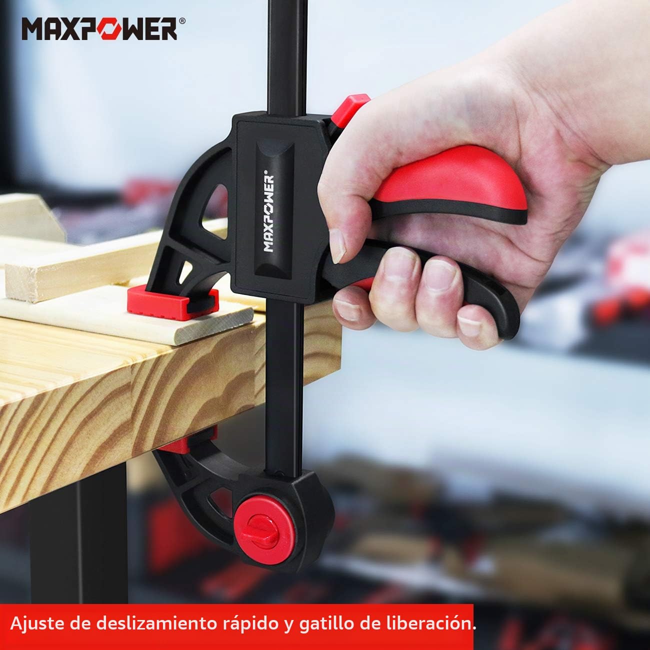 Sargentos Carpintero, MAXPOWER 4 Piezas Sargento de Barra Abrazadera de Rápido Agarre para Apriete Pinza Interior y Exterior, 600mm/24”