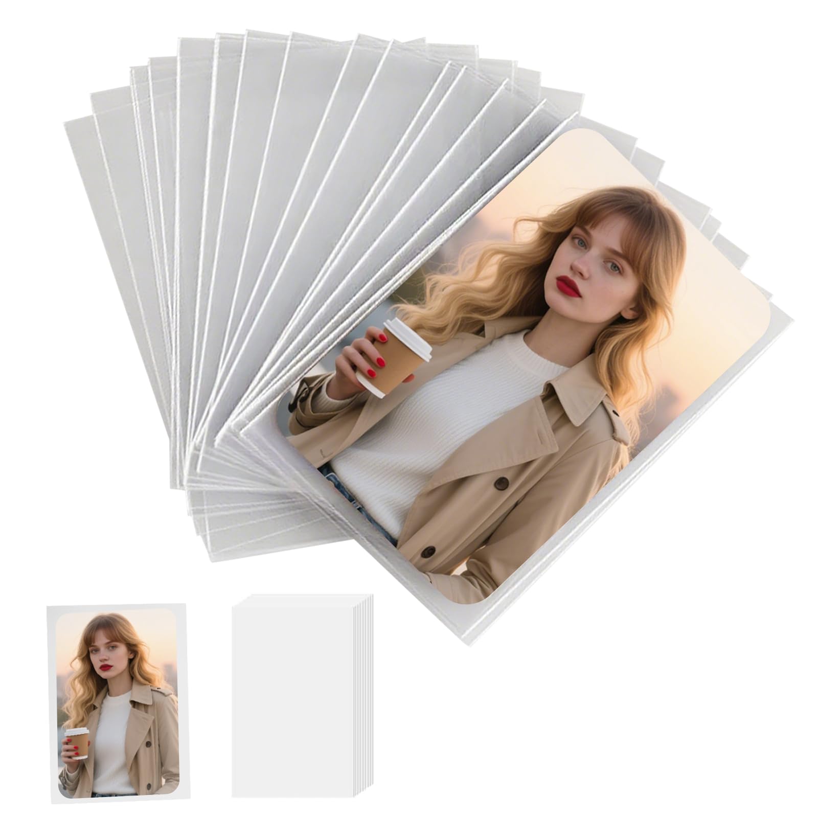 200 Pcs Photocard Sleeves, 59 x 90 mm Ultra Thickness Kpop Clear Sleeves Idol Photo Cards Proector Tranding Cards Shield Cover