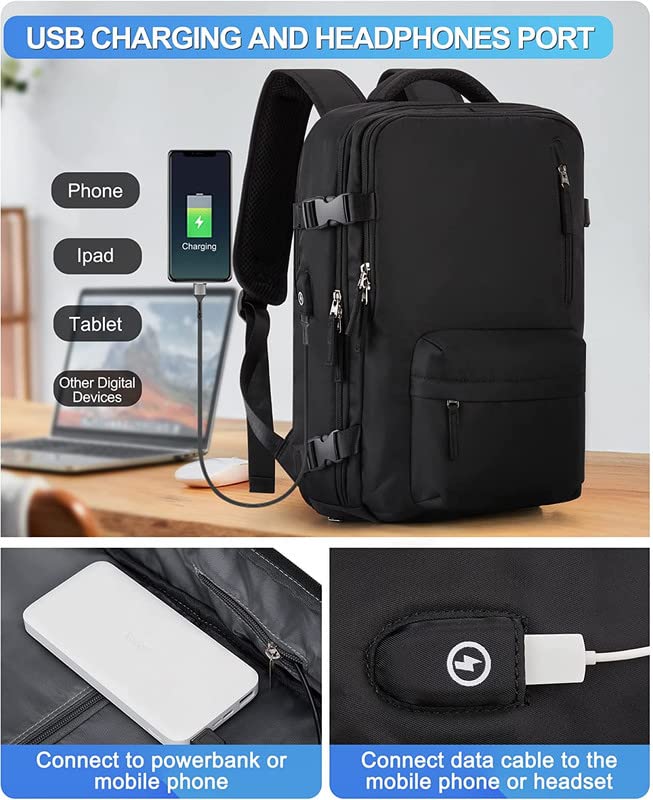 The Purple Tree Multifunction Waterproof Laptop Travel Backpack with Shoe Compartment, Shoulder Bag, 35 L Laptop Backpack with USB Charging, Flight Cabin Backpack, Antitheft Zipper Bag - Image 9 thumbnail