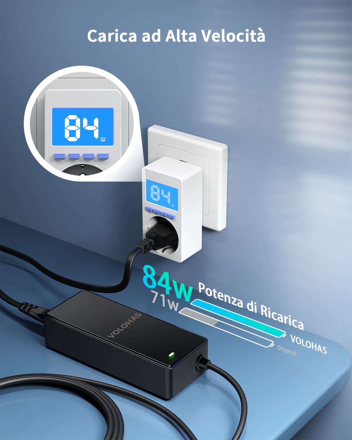 VOLOHAS Caricabatterie per Xiaomi M365/Ninebot Segway ES1/ES2/E25/f20d/f30d/f40d, 42V 2A, 84 W Caricatore Scooter e Monopattino Elettrico Input: 100-240V AC, 50/60Hz, 1.5A