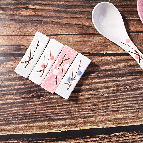 Japanese Style set of 4pcs Ceramic Chopstick Stand Rest Rack Spoon Fork Knife Holder Set - Thumbnail 4