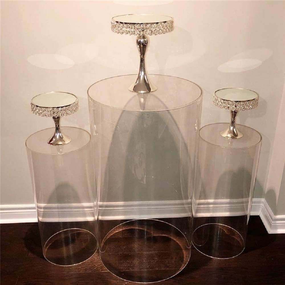 NAXILAI Plinths White Acrylic Round Cylinder Plinth Stands Display