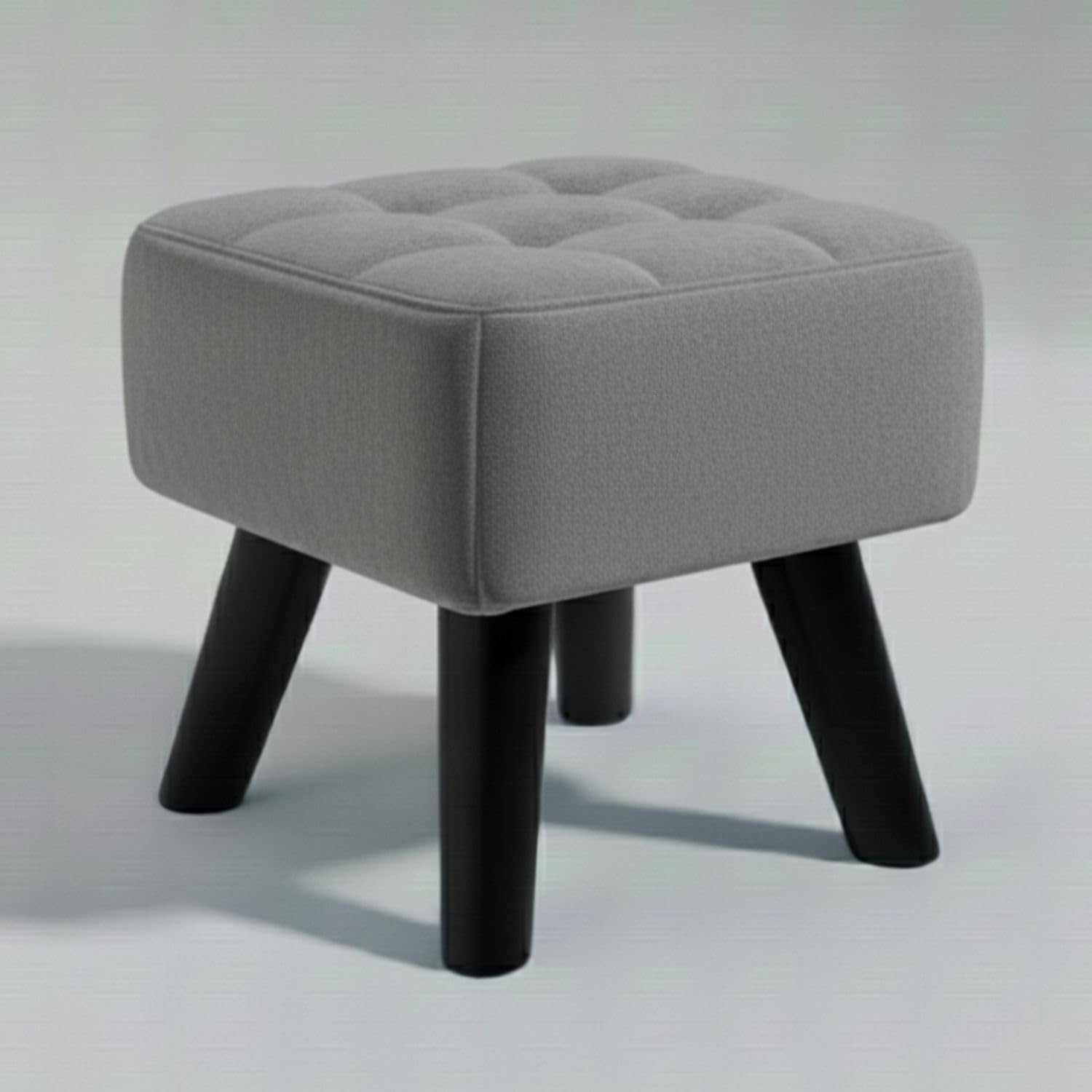 Luxurious Pouffes Home Decoration Ottoman Sitting Stool Soft Padded Foot Stool with Solid Wood Legs Sofa Footrest Additional Seating Couch in The Dressing Office and Living Room (Grey)-image-26