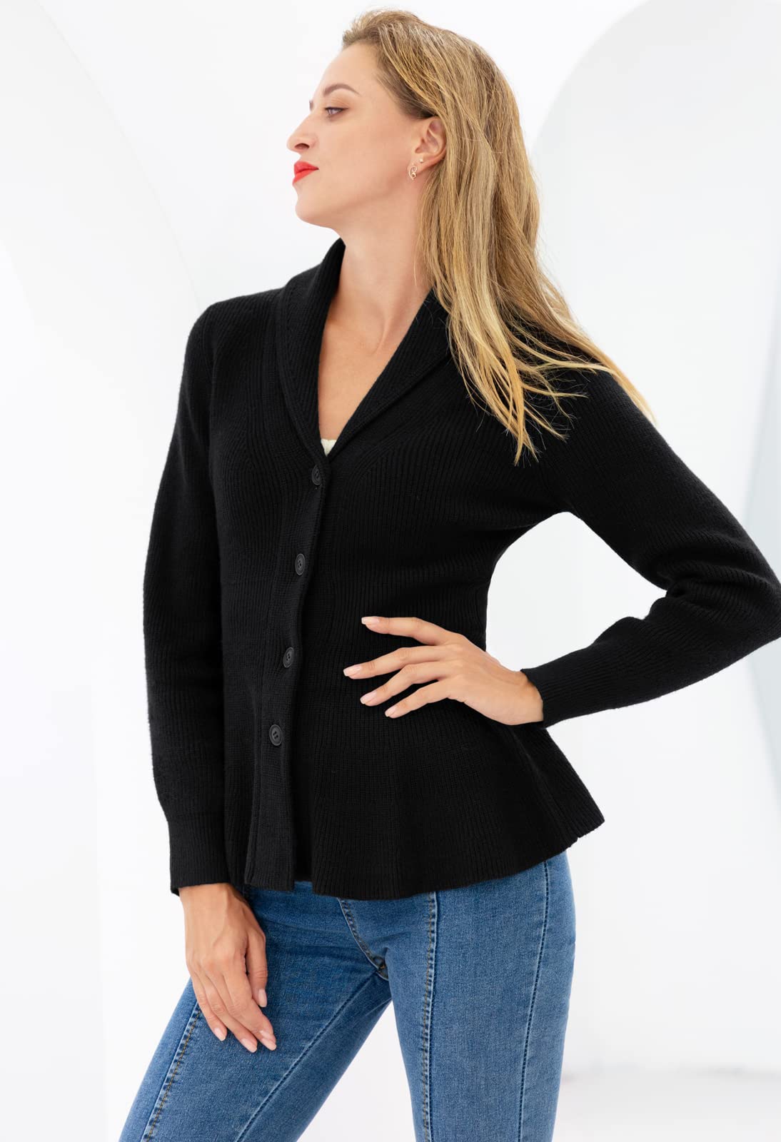 Belle Poque Cardigan décontracté à manches longues boutonné pour femme