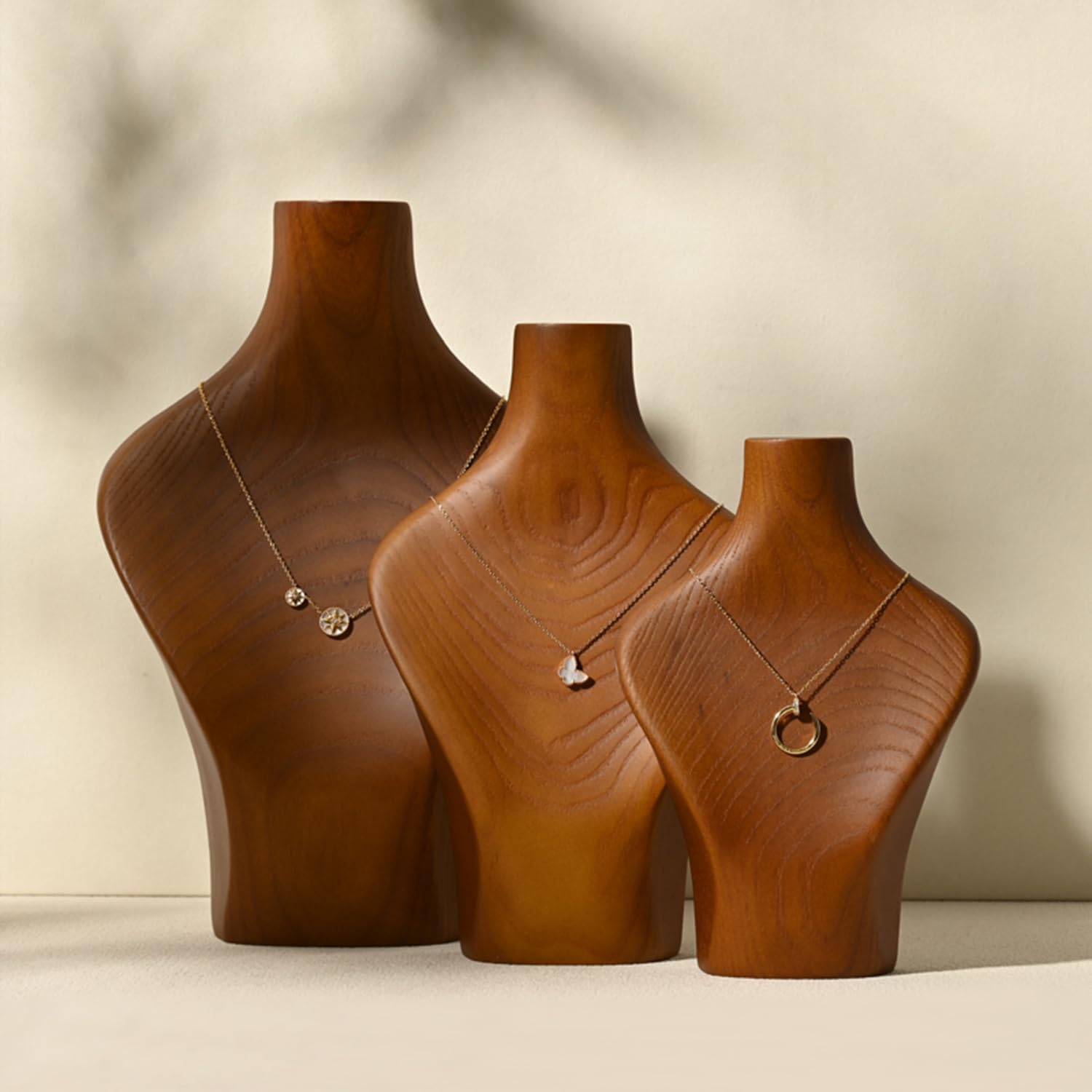 Solid Wood Jewelry Bust Necklace Display Showcase Jewelry Necklace Stand Display Holder(H8.07)