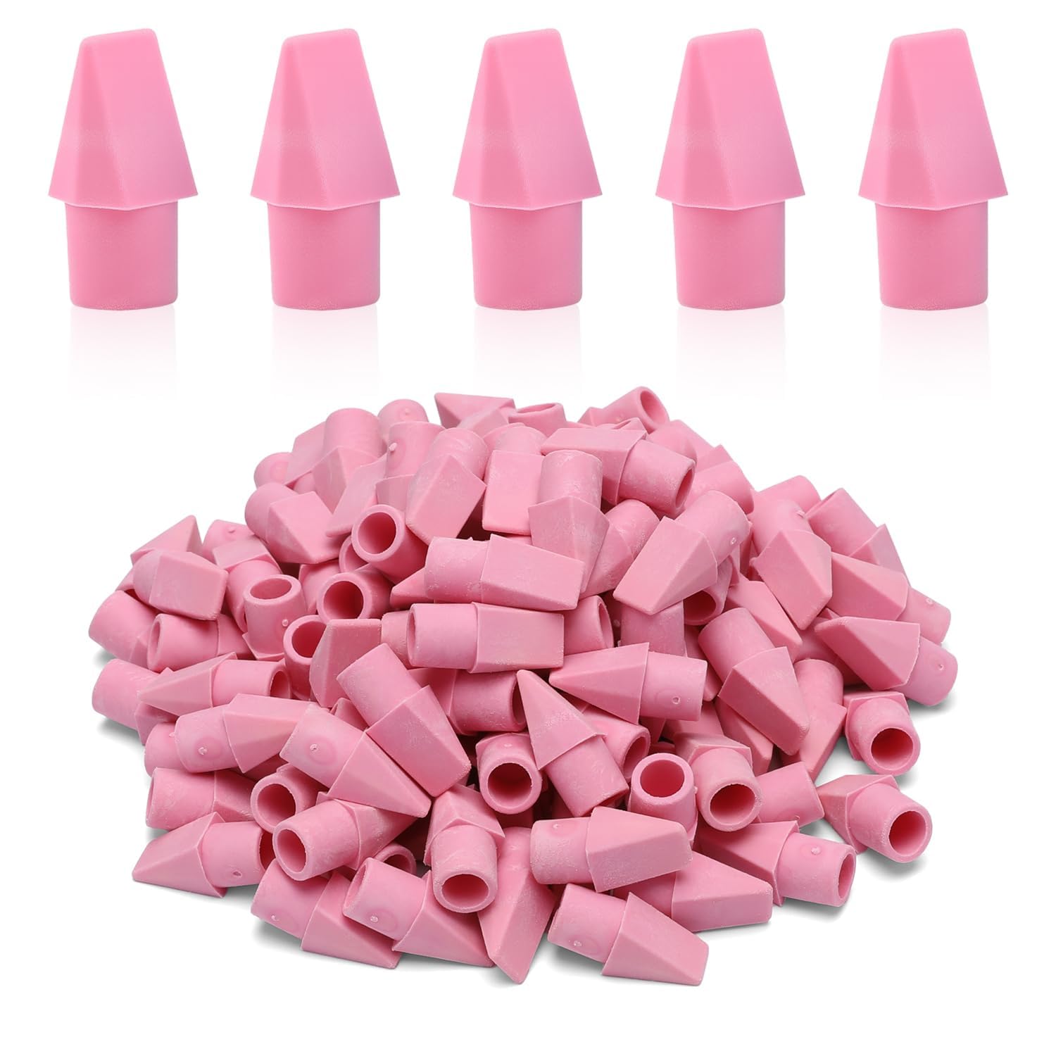 SIKAO Erasers, 125 Pack Pink Pencil Top Erasers for Kids Bulk, Cute Pencil Erasers for Pencils, Fun Pink Color, Classroom Must Haves for Teachers &