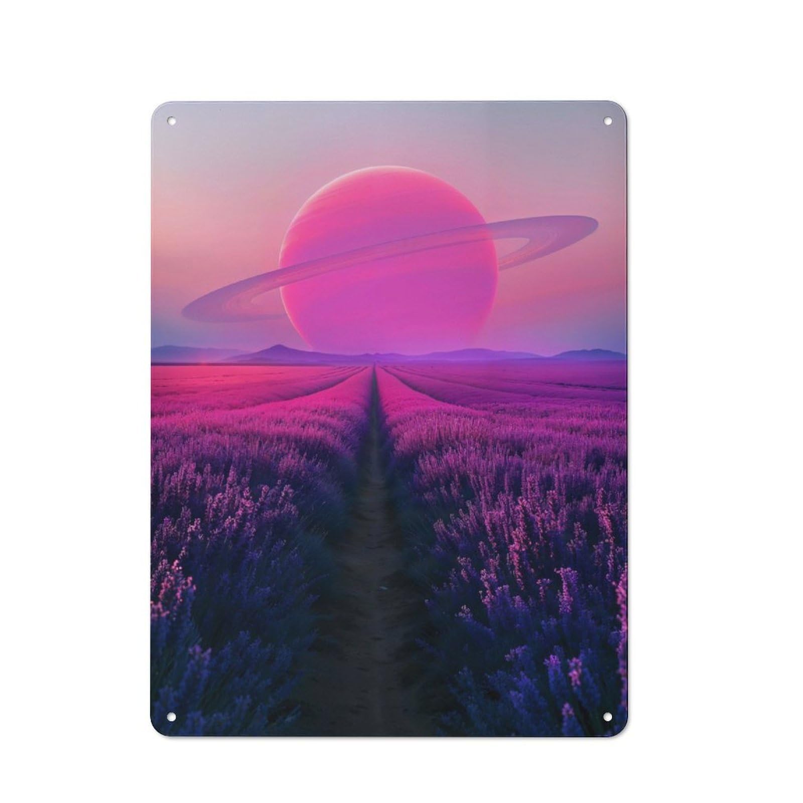 Junmoney Purple Fields Of Eternity Vintage Tin Wall Plaque 40X30cm For Workshop Wall, A Decorative Christmas Gift For Makers And Diy Enthusiasts