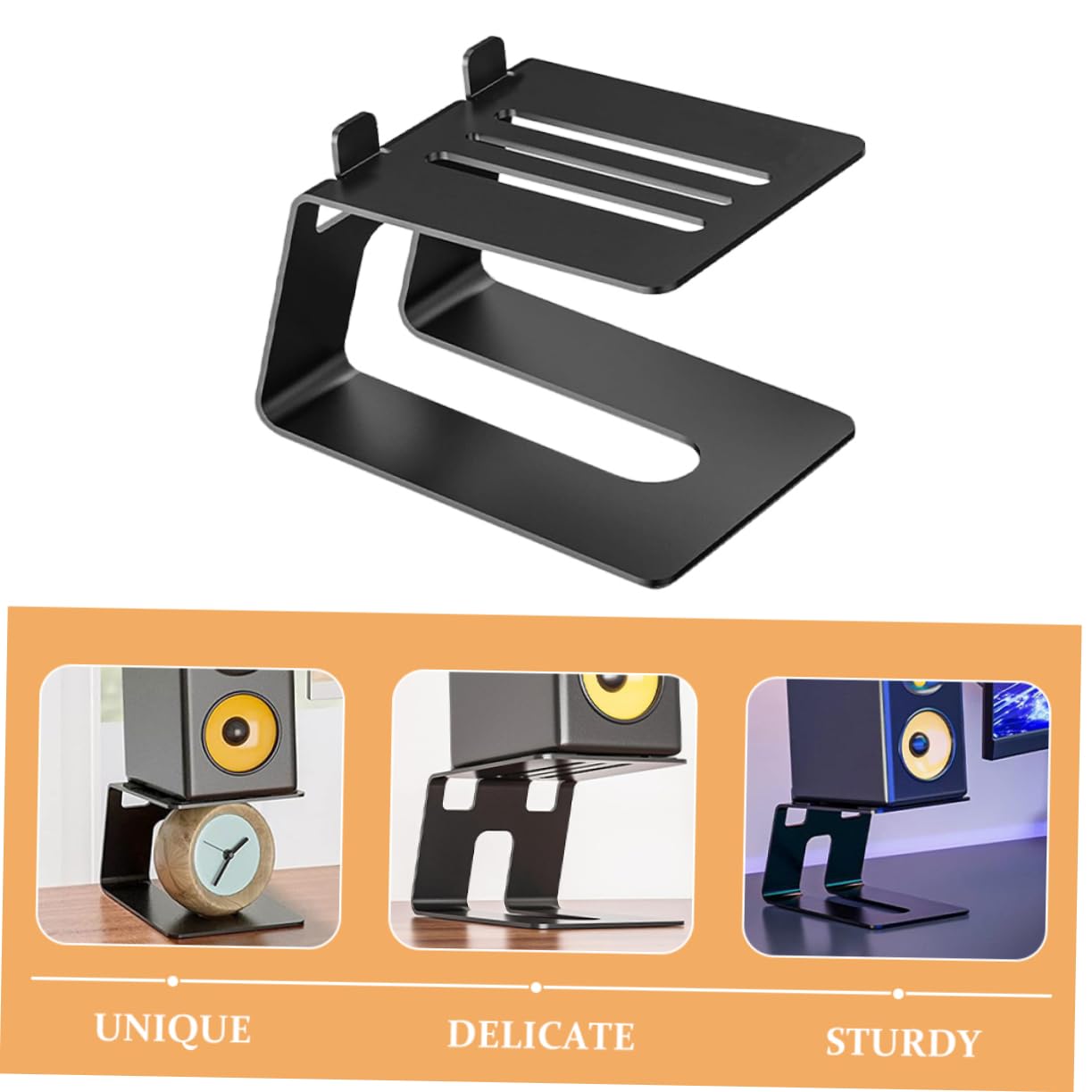 Toyvian Soporte Práctico para Altavoz Negro Escritorio de Hierro Instalar Diseño Único Fácil y Altavoces de Ordenador Gaming y Monitor