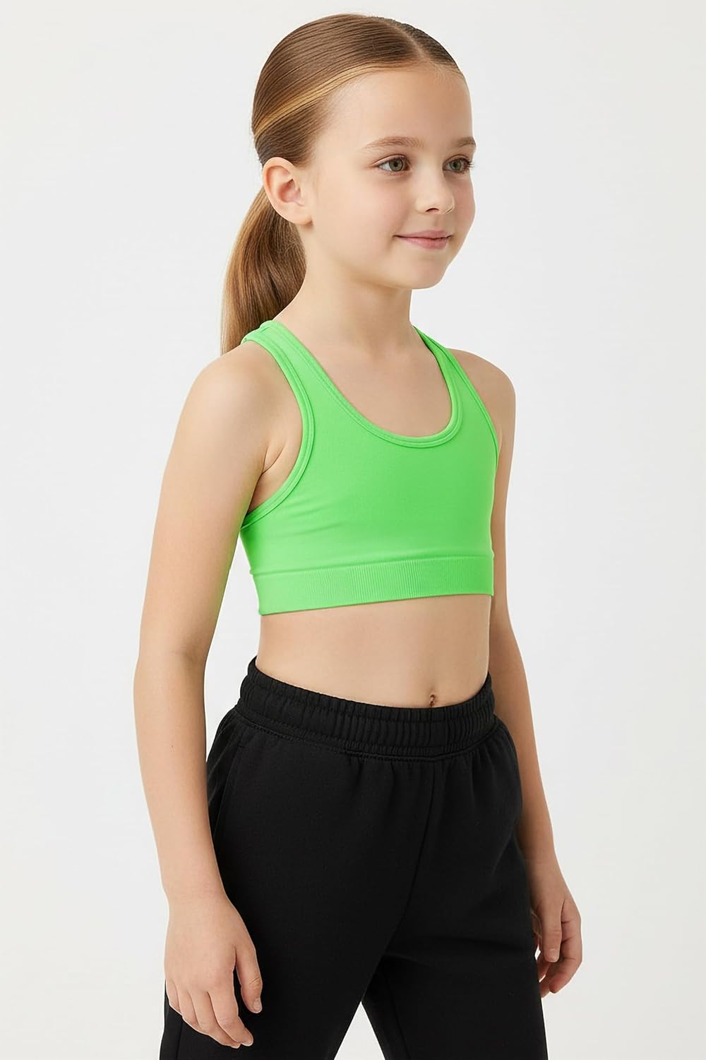 Kurve Girl’s Stretchy Crop Racerback Undershirt Training Sports Bra, UV Protective Fabric, UPF 50+, Made in USA, - Image 6