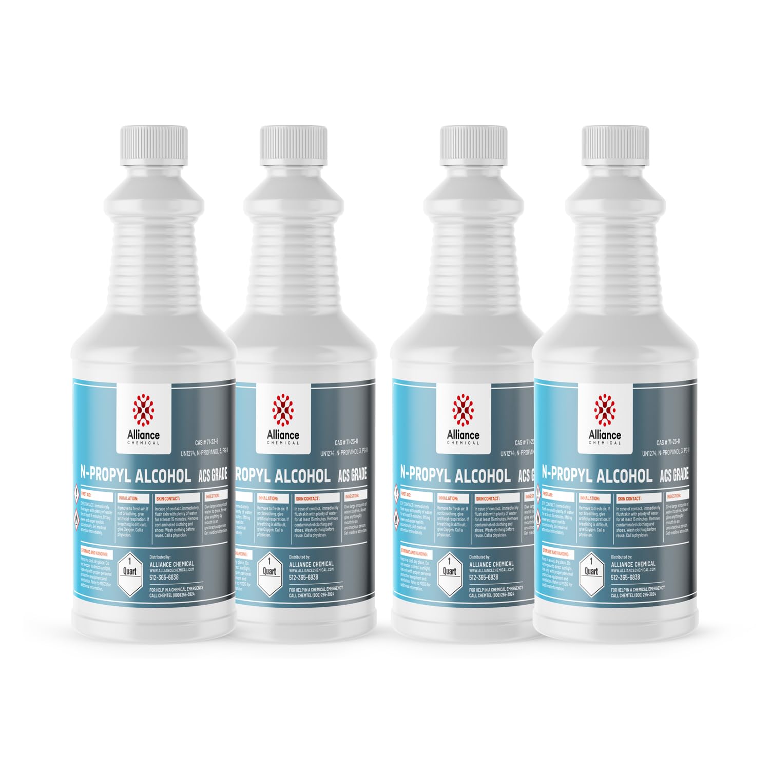 n-Propyl Alcohol ACS Grade - 4 Quart Bottles - Designed for Efficient Chemical Handling