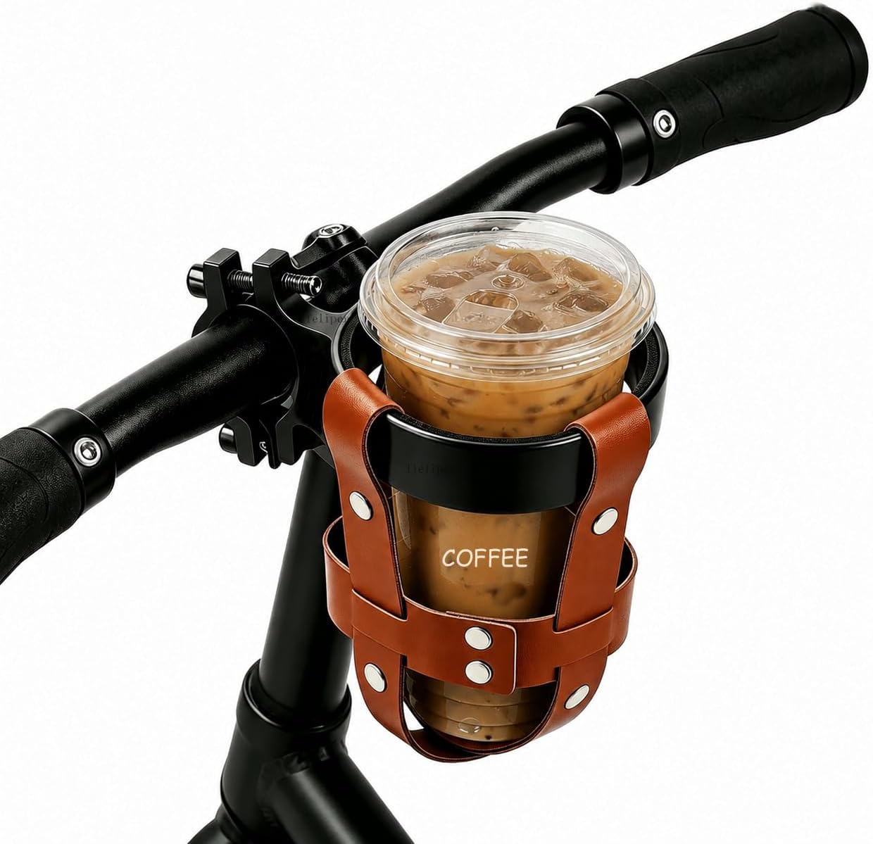 Bicycle Handlebar Cup Holder Bottles Cage Coffee Cups Holder Adjustable Handlebar Mount for Cruiser Bicycle Motorcycle Stroller Bottle Handlebar Holder Aluminium Alloy (Black)