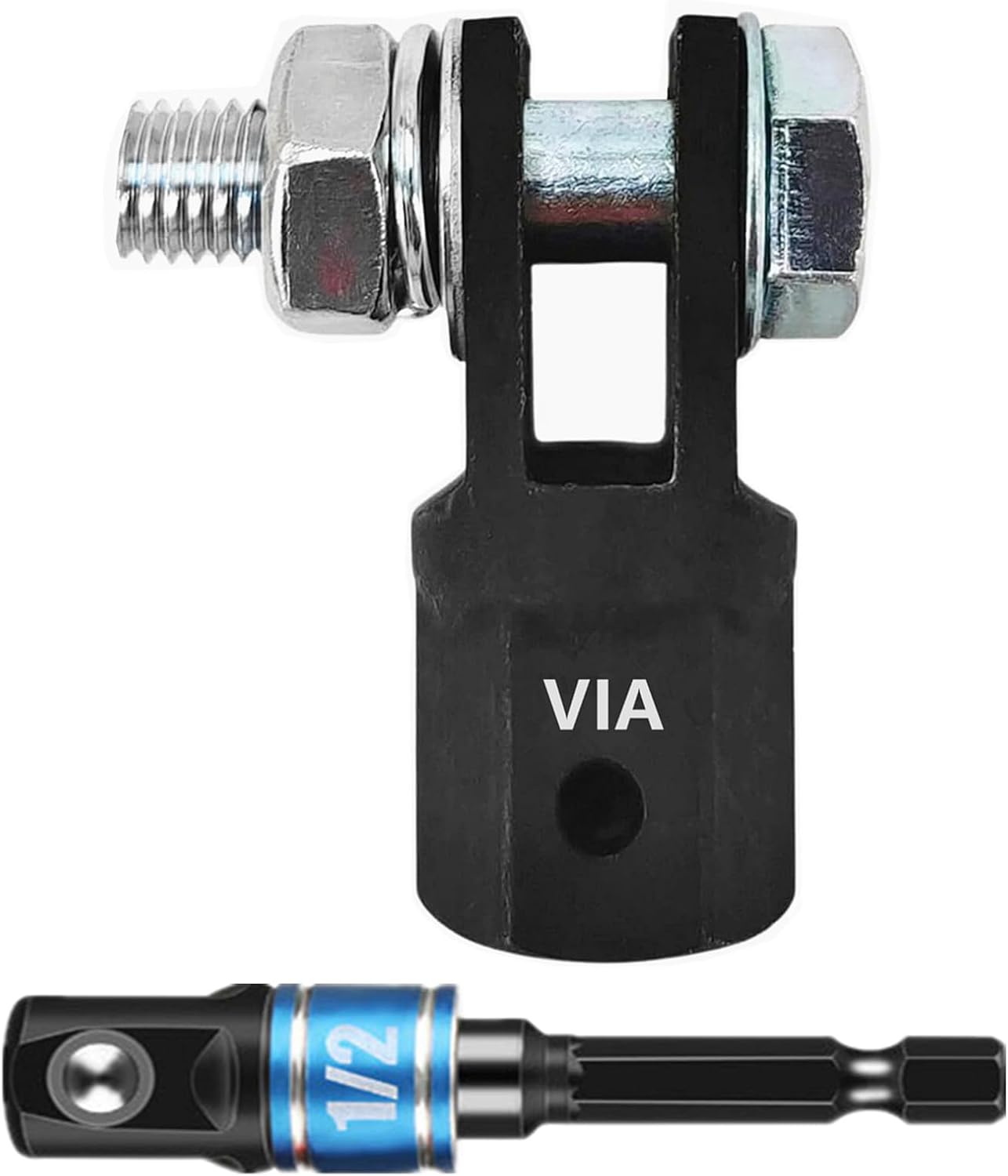 1/2" Scissor Jack Adapter for Use with 1/2 Inch Drive/Impact Drills/Ratchet or Standard Drive Sockets or 13/16 Inch Lug Wrench (2 Pcs Set Black)