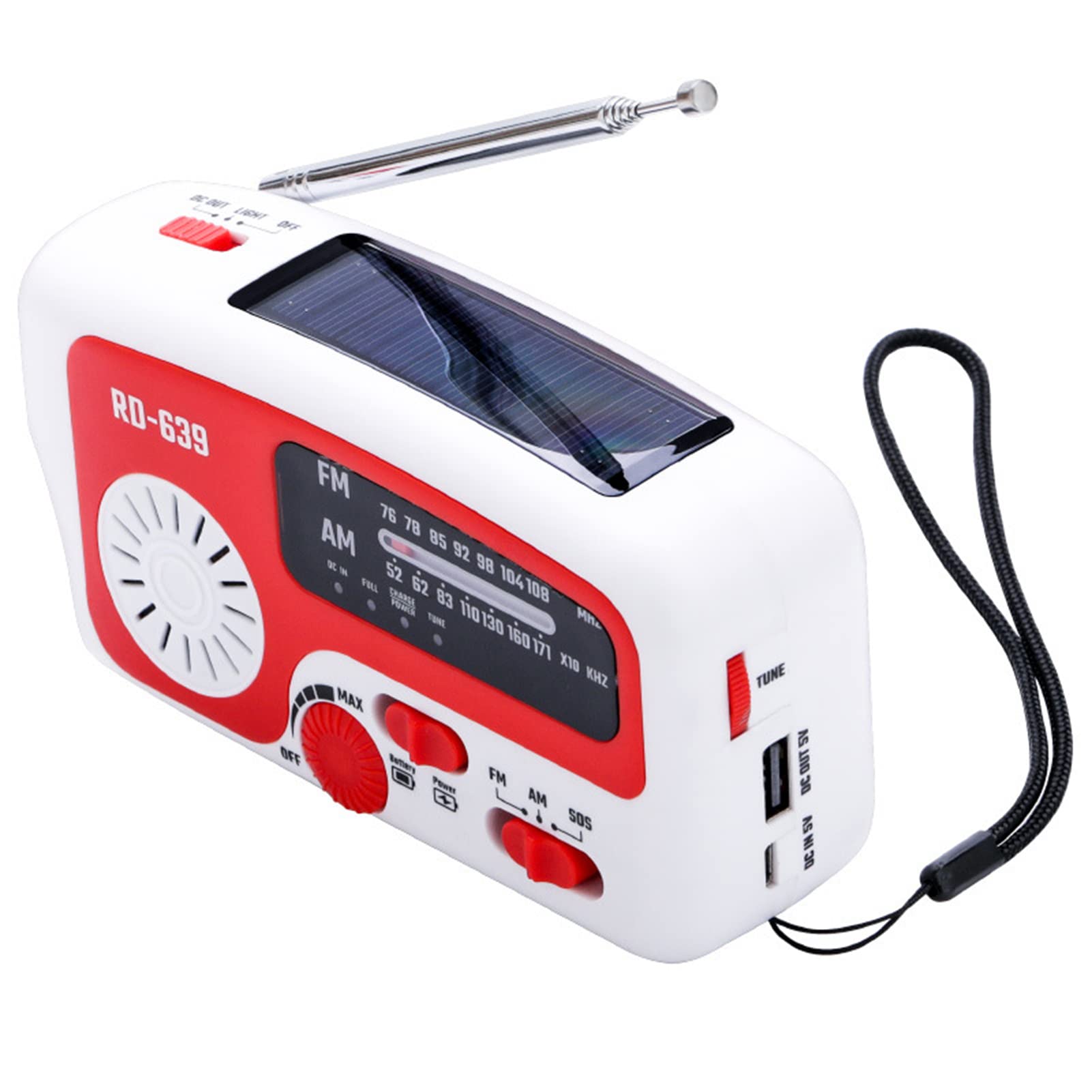 S?oneczne Radio pogodowe - AM/FM Weather Radio Solarna korba r?czna Survival Gear - z wbudowan? bateri? 1200 mAh, powerbankiem i migaj?cym ?wiat?em na zewn?trz, piesze wycieczki, w?dkarstwo i