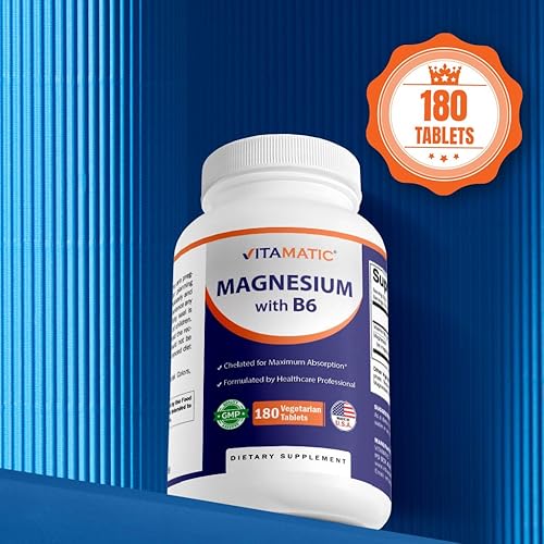 Miniatura 7 de Vitamatic Glicinato de magnesio 500 mg por comprimido, 180 comprimidos vegetarianos (sin revestimiento), B6 añadido para una máxima absorción, apoya