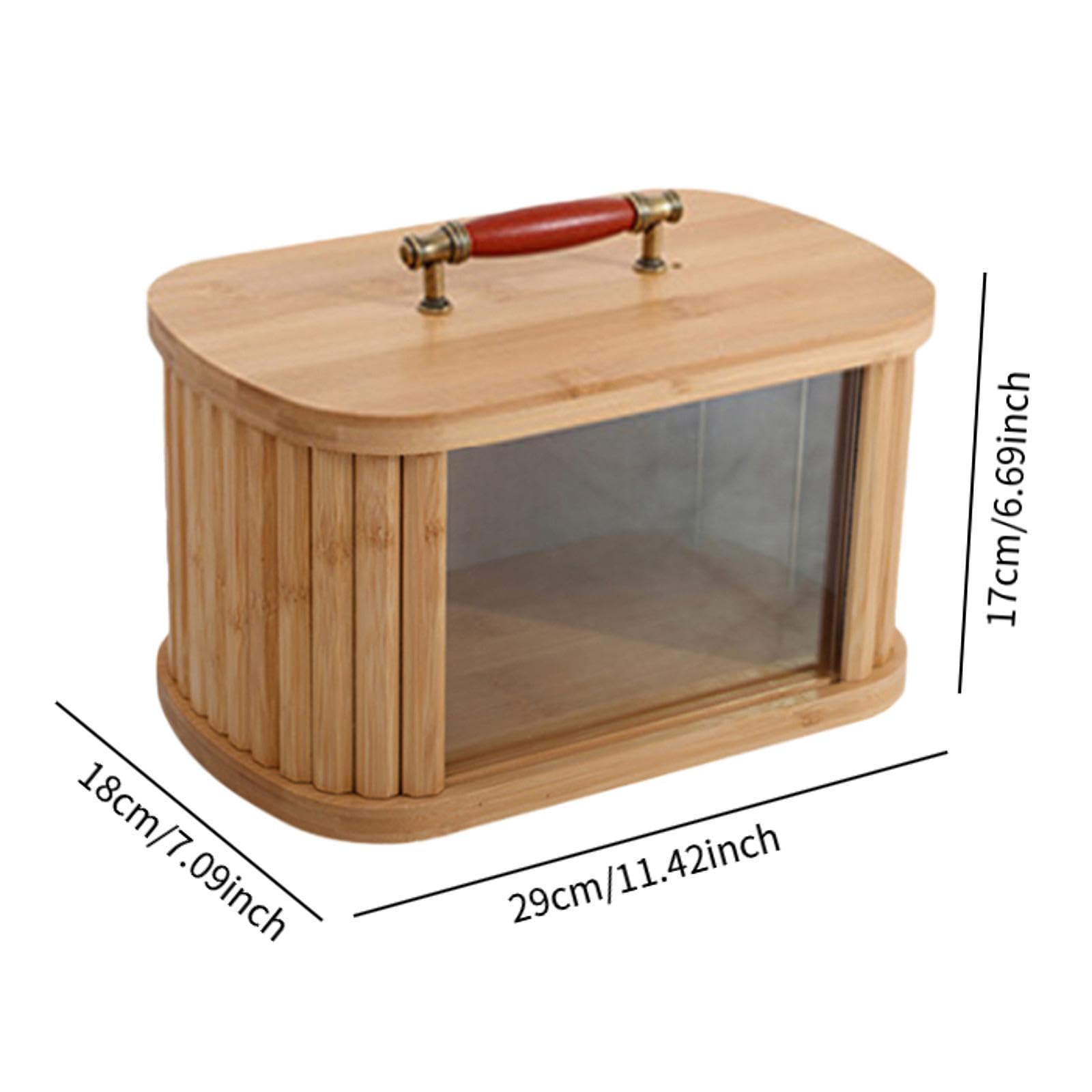 Caja de Madera con Ventana Transparente, Contenedor de Almacenamiento, Caja de Regalo, Cesta de Almacenamiento, Ideal para La Cocina Y Ocasiones, Madera 29cm, Individual