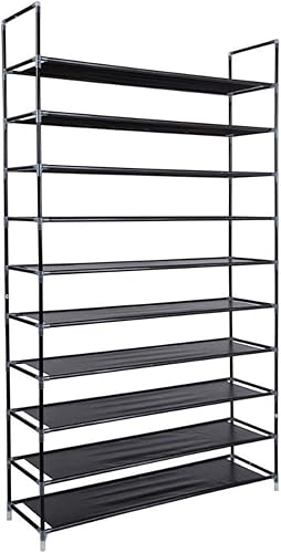 Ochine Zapatero de 10 niveles, tela no tejida, capacidad para 40-50 pares de zapatos, Dimensiones 39.37 x 11.02 x 68.89 pulgadas, construcción de